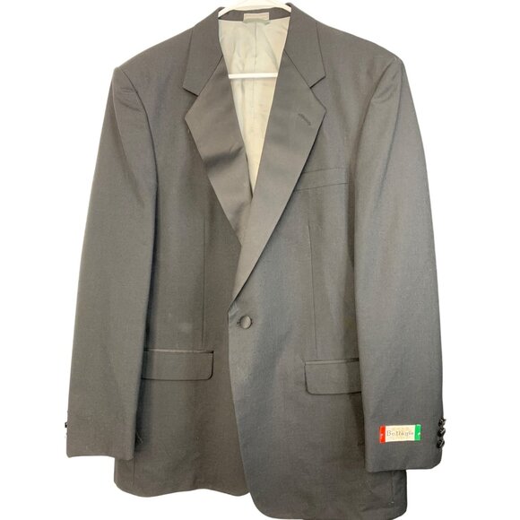 Bellagio Mens Black Tuxedo Suit 2-Piece 44L / 39W Wool Blend Wedding Prom 8077 - Picture 8 of 14